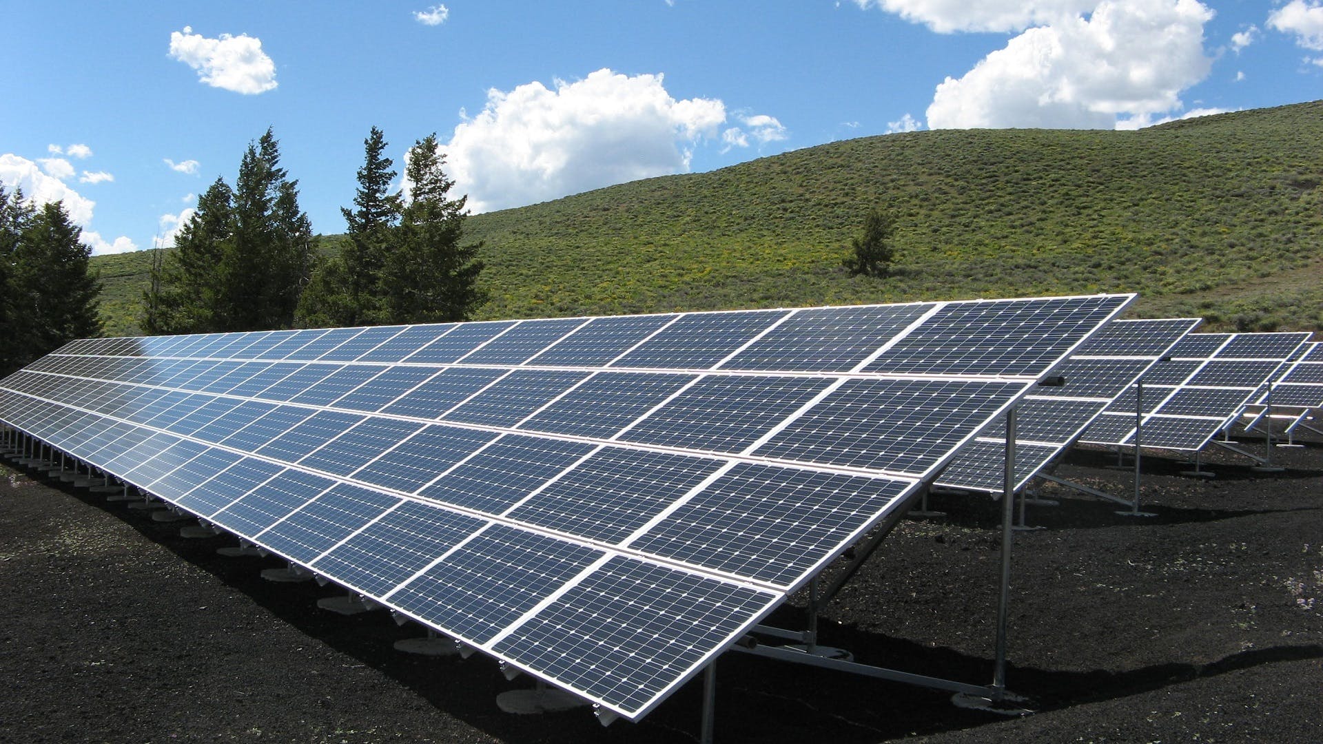 Image of a completed utility-scale solar farm installation